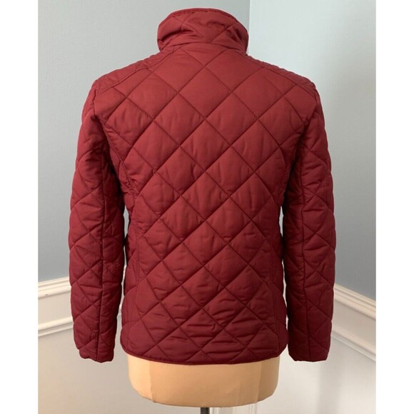 J Crew Quilted Jacket Womens S Barn Coat Patch Pockets Lined Preppy Burgundy - Picture 3 of 10
